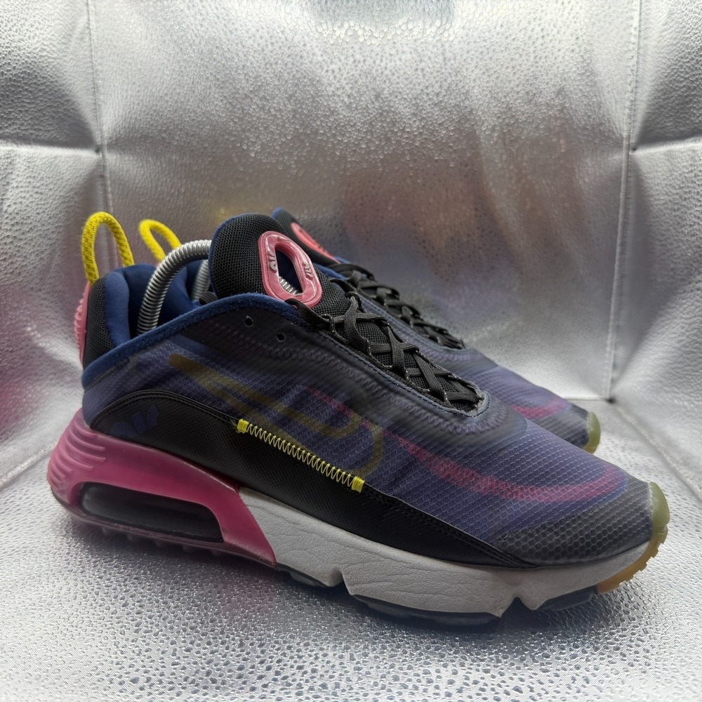 Size 8 Nike Air Max 2090 Blue Void Active Fuchsia Mens Lace-Up Athletic Sneaker